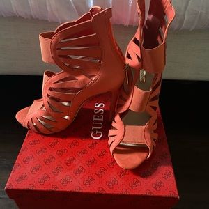 Coral-Orange Nubuck Aela Heels